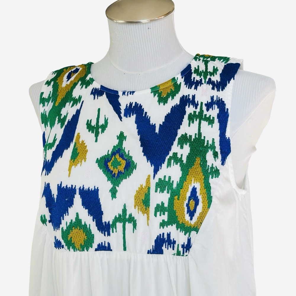 Anthropologie Vivienne Tunic White‎ Lined Dress Embroidered Detail Mini Medium - Picture 9 of 16